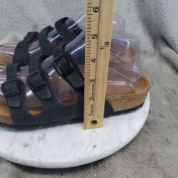 Birkenstock Shoes Womens EU 38 US 7-7.5 Black Leather Florida Sandals - Picture 3 of 10